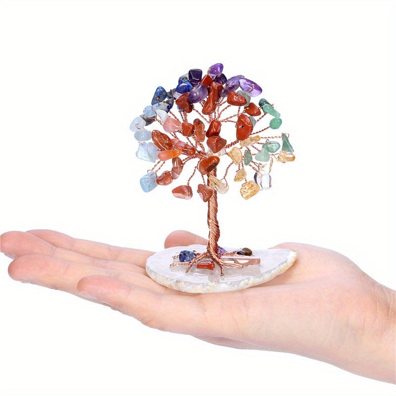 1PC Natural Crystal Tree: Enhance Health & Luck with Seven Chakra Energy - Random Base Gift