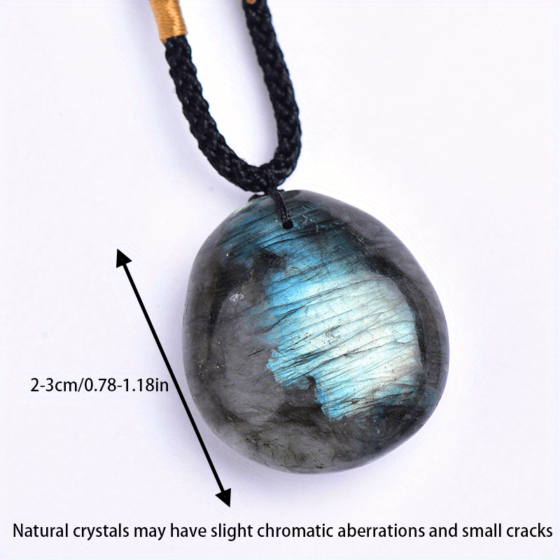 1pc Natural Labradorite Pendant Necklace For Men, Energy Quartz Moonstone Necklace