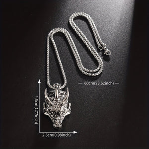 Men Fashion Vintage Dragon Head Pendant Necklace Hip Hop Rock Guard Party Amulet Jewelry Gift