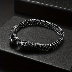 Men's Stainless Steel Snake Head Curb Chain Bracelet Punk Bracelet Motorcycle Daily Jewelry Gift