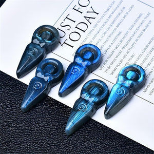 Beautiful Natural Labradorite Carving Wing Ornments Healing Crystal Skull Collectible Figurines Reiki Decor