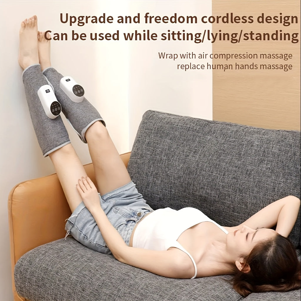 High-Capacity Leg Massager - 3 Intensities, 3 Heat Levels, Easy-to-Use Circular Calf Press for Feet, Legs, Thighs, Knees, 1pc