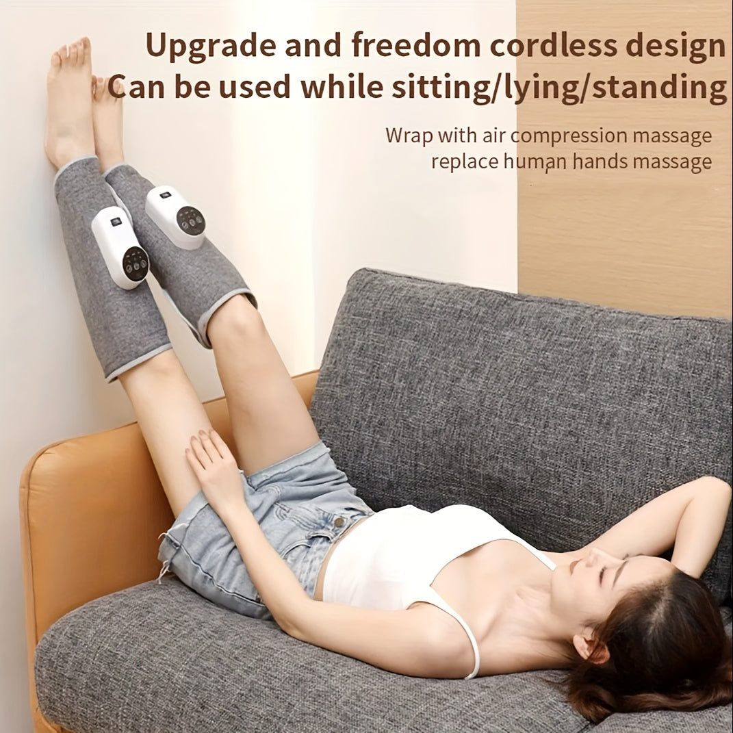 High-Capacity Leg Massager - 3 Intensities, 3 Heat Levels, Easy-to-Use Circular Calf Press for Feet, Legs, Thighs, Knees, 1pc