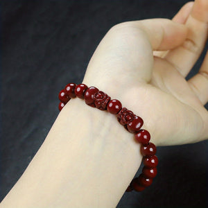 Natural Cinnabar Bracelet Cute Pixiu Bracelet Good Luck Bracelet