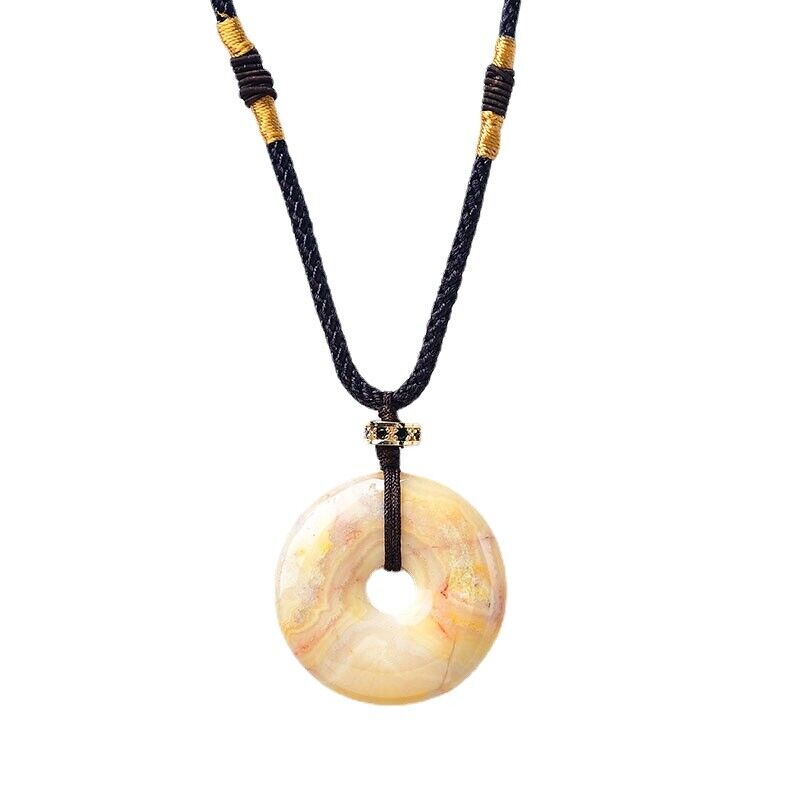 DIY Beautiful Donut Pendant Unisex Stone Necklace Healing Crystal Yoga Gift