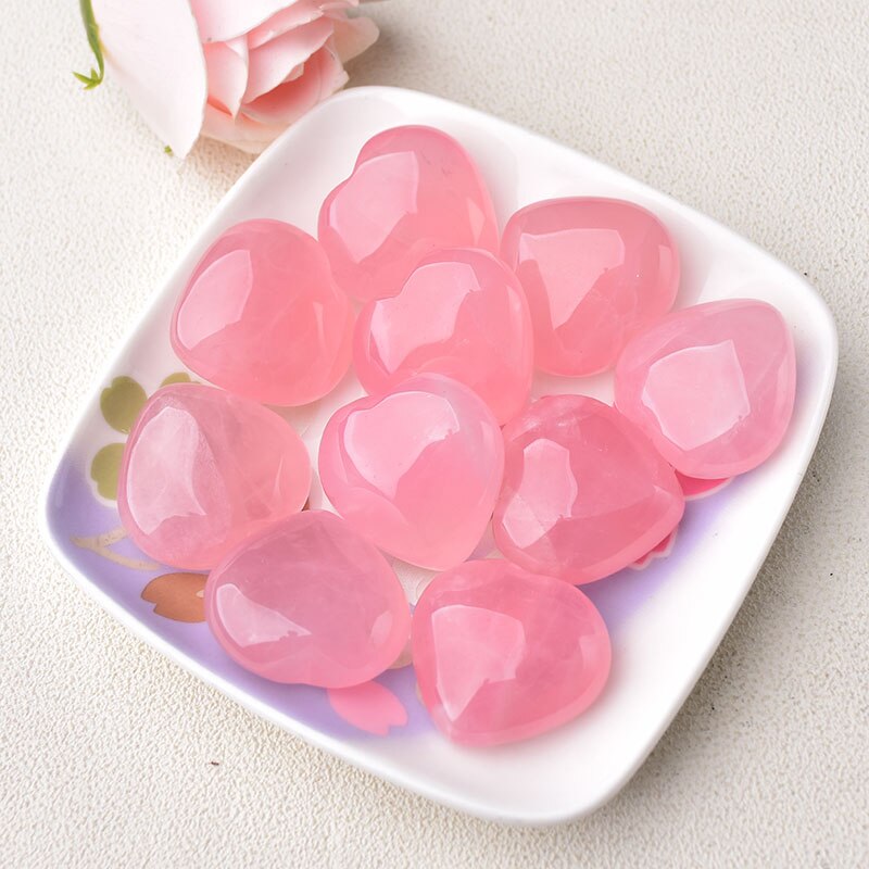 Natural Rose Quartz Heart Stone Shape Love Mini Crystal Healing Polished Gemstone DIY Jewelry Gift Couple Decoration Souvenir