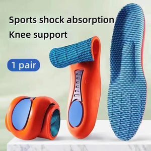 1 Pair Sports Shock Absorption Knee Support Insoles - Breathable, Sweat-Wicking, Odor-Proof Comfort for Basketball & Badminton, EVA Material, Blue & Orange Design