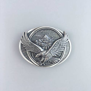 Western Zinc alloy Leather Belt Buckle Eagle In Flighting Oval Shape Pattern US Local Shipping