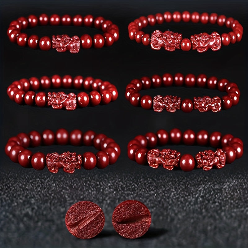 1pc Natural Cinnabar Bracelet Pixiu Bracelet Good Luck Bracelet