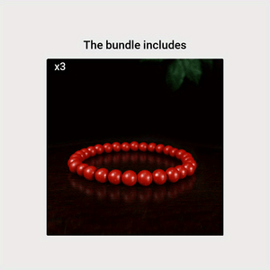 1pc Natural Ore Cinnabar Red Sand Beaded Bracelet Simple Ethnic Style Bracelet Good Luck Bracelet