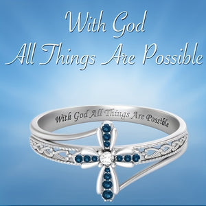 1pc Exquisite And Fashionable Blue Zircon Cross Ring For Men And Women, Jewelry Gift