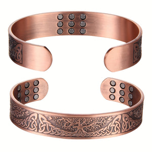 1pc Copper Bracelet For Men, Enhanced Magnetic Bracelets For Men With 3500 Gauss Magnets, Pure Copper Jewelry Adjustable Cuff Bangle