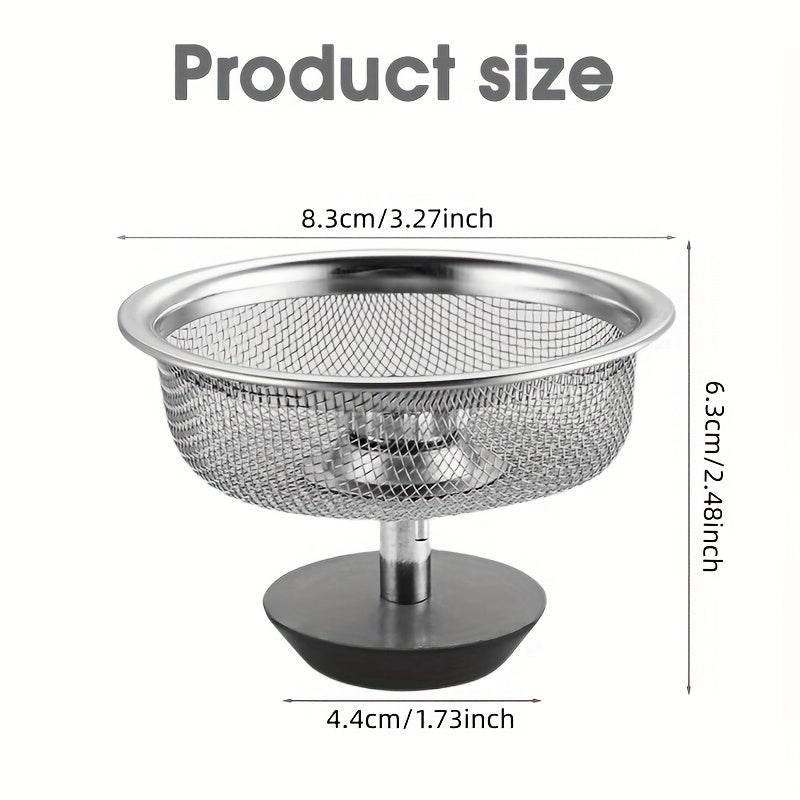 2pc Stainless Steel Sink Strainer Set with Handle & Stopper: Polished, Durable, and Clog-Free Solution for Professional Kitchens