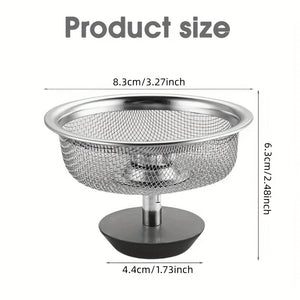 2pc Stainless Steel Sink Strainer Set with Handle & Stopper: Polished, Durable, and Clog-Free Solution for Professional Kitchens