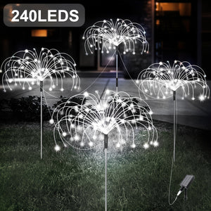 4pcs Solar Led Fireworks Lights, 8 Modes, Outdoor Waterproof Solar Garden Fireworks Lights, Starburst Stake Lights, Yard Balcony, Pathway La