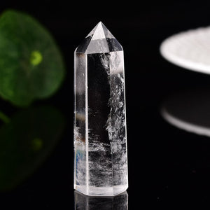 1PC Natural Crystal Transparency Quartz Point Healing Stone Hexagonal PrismsObelisk Wand Treatment Stone Home Decor