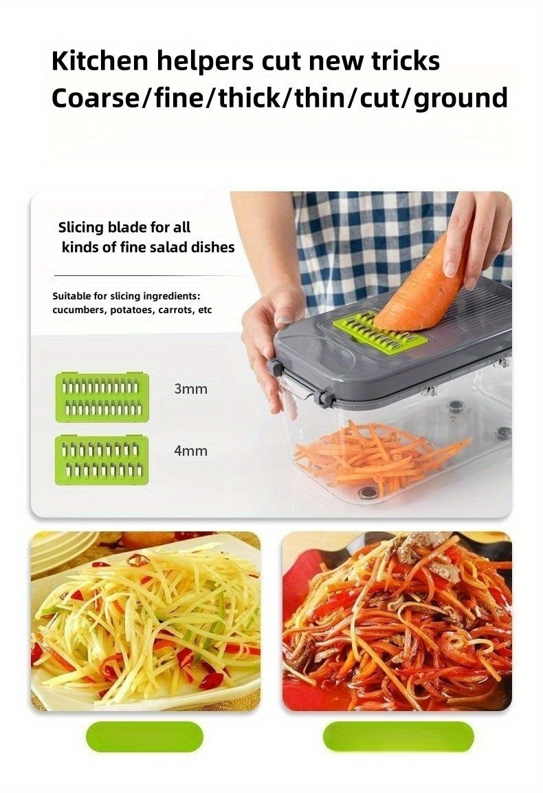 5/6/14/16/22pcs/set, Vegetable Chopper, Multifunctional Fruit Slicer, Manual Food Grater, Vegetable Slicer, Cutter With Container, Onion Min