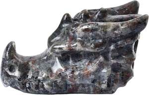 Natural Yooperlite Dragon Skull Sodalite Quartz Hand Carved Healing Crystal Stone 3.1"