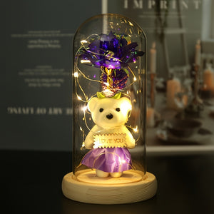 [Romantic Rose Bear] Romantic LED Rose Bear Gift Box, PE Flower Foam Bear For Girlfriend, Valentine's Day Mother's Day Birthday Gift, Creati
