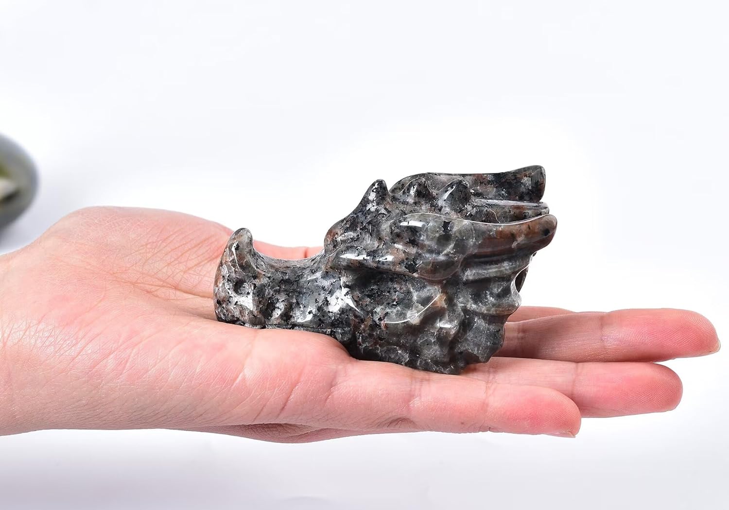 Natural Yooperlite Dragon Skull Sodalite Quartz Hand Carved Healing Crystal Stone 3.1"