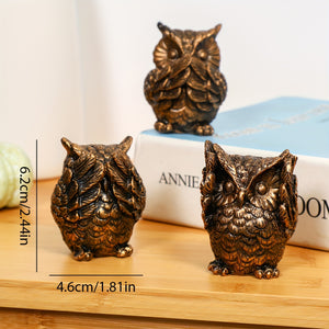 3pcs, American Retro Resin Owl, Reading Decoration Living Room Entrance Study Room Home Furnishing Model, Room Soft Decoration,Christmas Gif