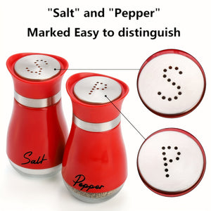 2pcs, Salt And Pepper Shakers, Spice Dispenser With Pour Holes, Adjustable Refillable Pepper Shaker, Seasoning Cans, Kitchen Tools, College