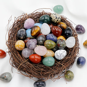 10/20/30pcs Polished Natural Crystal Eggs Shape Stones Set - Assorted Gemstone Eggs for Jewelry Ornaments and Perfect Easter Decorations