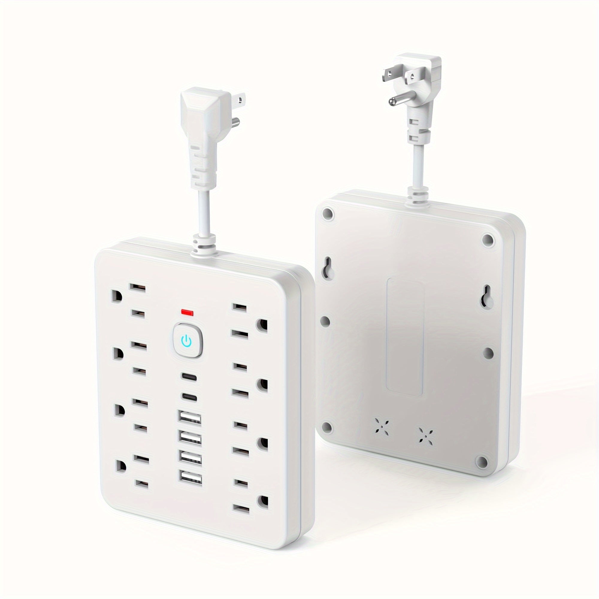 14-in-1 Power Strip with Surge Protection and One-Touch Control Switch - 4 Spacious AC Outlets with 6 USB Ports (including 2 Type-C) - Wall-