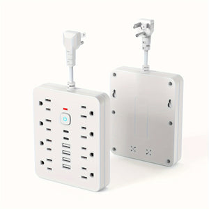 14-in-1 Power Strip with Surge Protection and One-Touch Control Switch - 4 Spacious AC Outlets with 6 USB Ports (including 2 Type-C) - Wall-