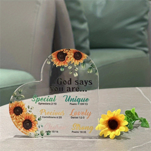 1pc, Sunflowers Gifts For Women Christian Gift For Office Inspirational Gift Prayers Religious Gift Scripture Motivational Gift Flower Decor Positive Table Decor Keepsake Paperweight (Sunflower)