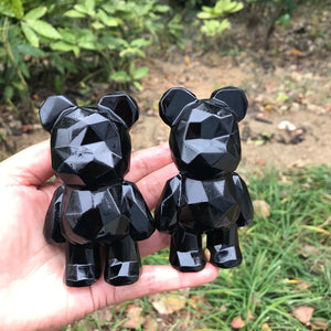 Faceted Cut Black Obsidian Standing Bear Protection Stone Crystal Animal Crystal Gift Crystal Healing