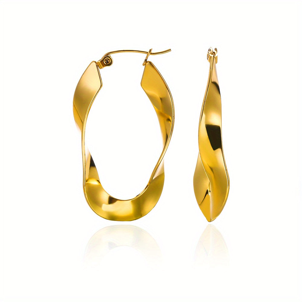 Minimalist Geometric Irregular Twist Hoop Earrings Möbius Strip Hoop Earrings 18K Gold Plated Daily Party Wearing Earrings Jewelry