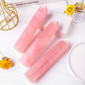 [Rose Quartz Crystal Tower] Natural Rose Quartz Obelisk - Crystal Tower for Home Decoration, Holiday Party, Valentine's Day Gifts