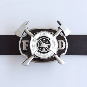 Western Men‘s Zinc alloy Leather Belt Buckle Firefighter FD Cross shape Pattern US Local Shipping