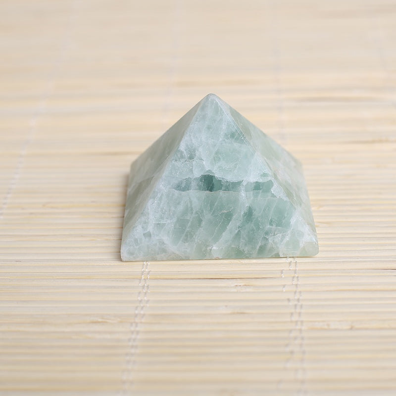 Pyramid-Finest Big Green Fluorite  Crystal Gemstone 1.97\ Carved Pyramidal Crystal Healing Crafts