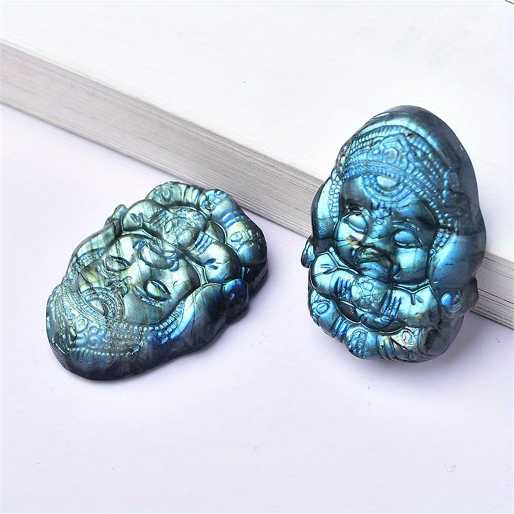 Beautiful Natural Labradorite Carving Wing Ornments Healing Crystal Skull Collectible Figurines Reiki Decor