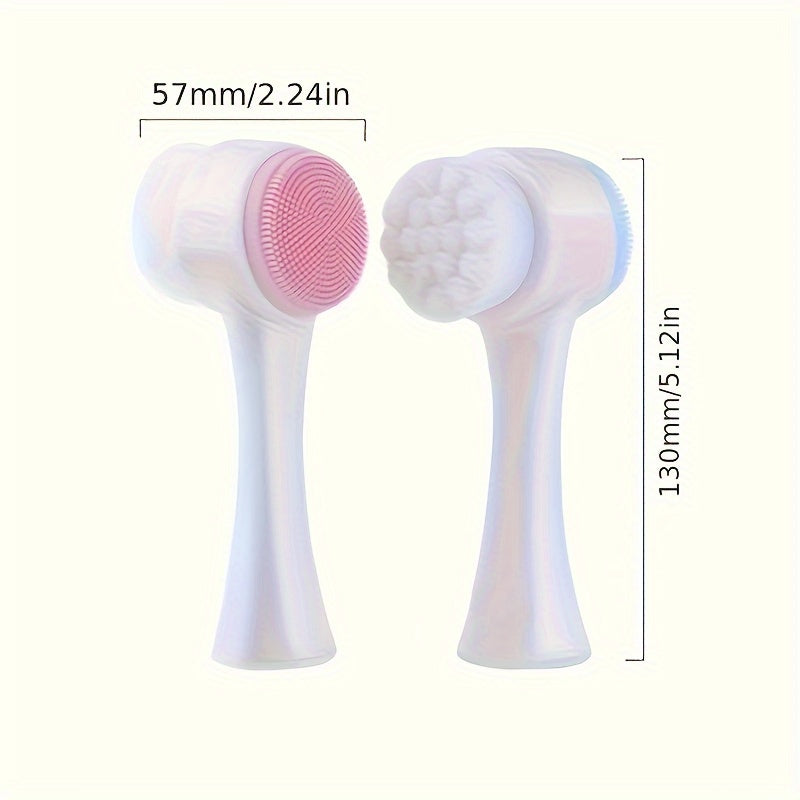 2-In-1 Silicone Face Cleanser - Gentle Exfoliation & Massage, Dual Soft Brushes Suitable for All Skin Types, Fragrance-Free