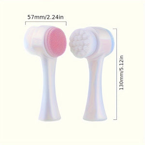 2-In-1 Silicone Face Cleanser - Gentle Exfoliation & Massage, Dual Soft Brushes Suitable for All Skin Types, Fragrance-Free
