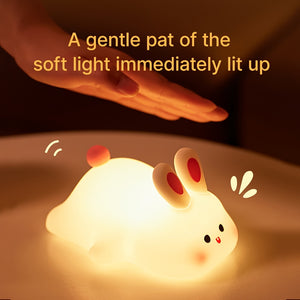 1pc Big Face Rabbit Silicone Night Light Smart Rabbit Patting Light USB Rechargeable Room Desktop Decoration Atmosphere Light with Three Levels of Brightness, Soft Light, 30 Minute Sleep Companion, Timed Automatic Light Off, Classmates and Friends, Christ
