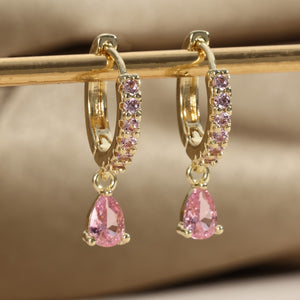 1 Pair Elegant Mini Cubic Zirconia Teardrop Earrings - Sparkling Dangle Design with Clear Gemstone, Ideal for Daily Wear & Special Occasions