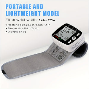 Rechargeable Digital Wrist Blood Pressure Monitor - 2X99 Memory Readings, Large LCD Display, Voice Broadcast, Portable & Lightweight Design, 300Mah Battery (Lasts 15-20 Days), USB Charging, WHO Health Indicator, Ideal for Home Use & Health Tracking