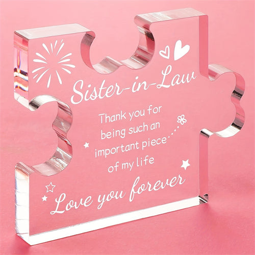 1pc, Gifts For Sister In Law Acrylic Plaque, Sister In Law Birthday Gifts Desk Decorations, Birthday Christmas Mothers Day Card Gifts For Sister In Law