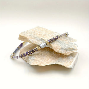 Purple Natural Stone Necklace - 1pc Handmade Unique Design Jewelry for Daily Wear - Stylish Elegant Daily Outfits