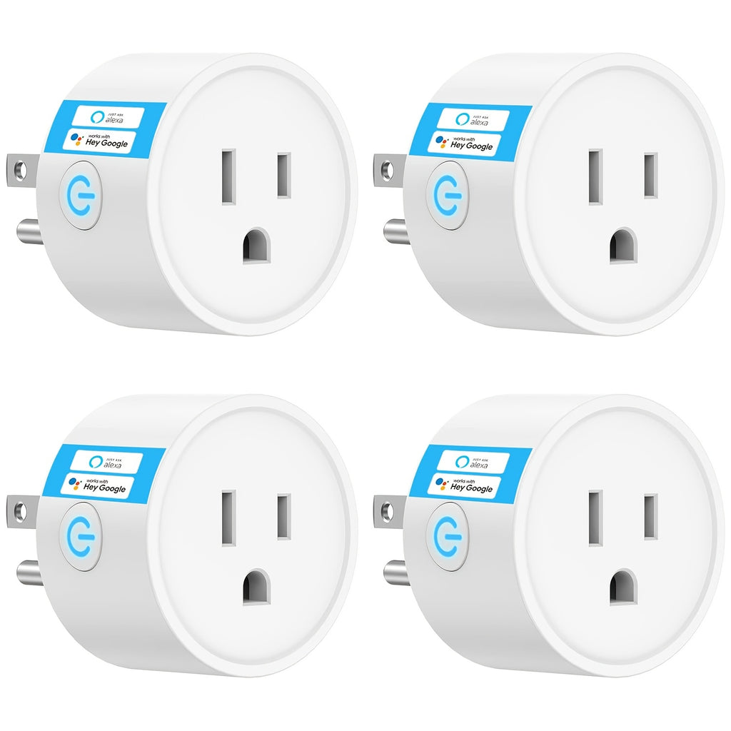 4-Pack Oyajia Smart Plug, Voice Control with Alexa & Google Assistant, WiFi Enabled, Timer Function, 110-130V US Plug, No Battery Required