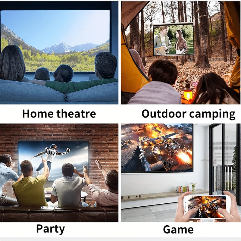 Portable Projector, Mini Projector, Outdoor Projector, Movie, Home Theater, 60-110 Inch Image TV Projector, Compatible With HDTV, USB, AV, S