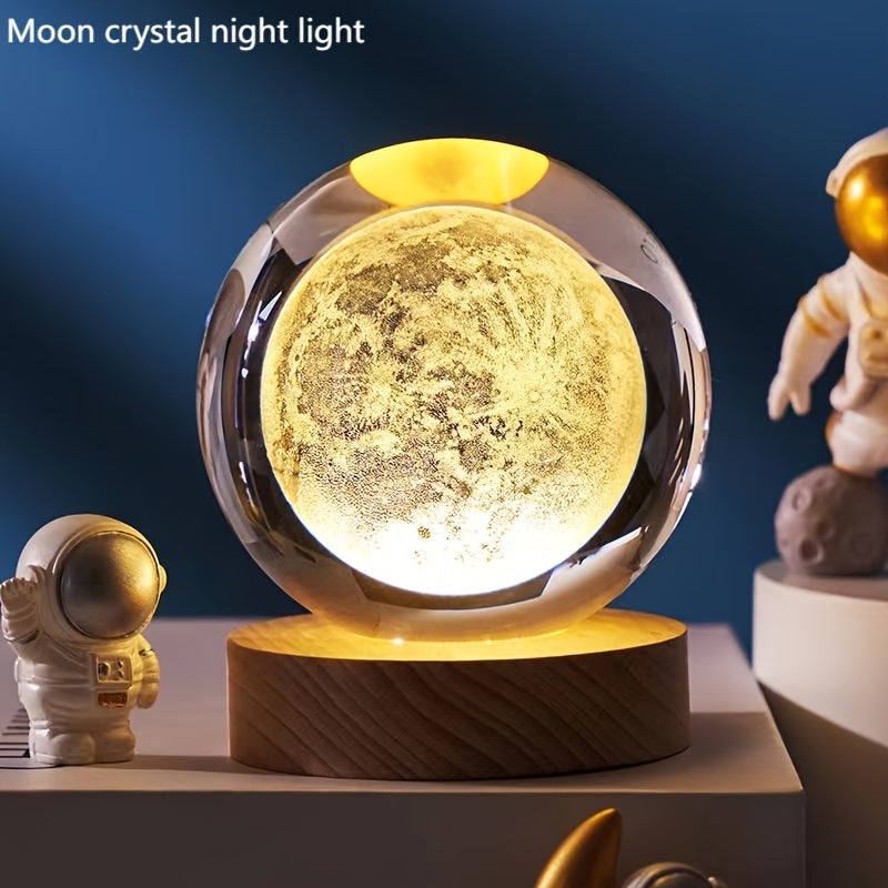 3D Galaxy Crystal Glass Ball, Natural Light Crystal Ball, Various Styles Of Crystal Ball Art Deco Creative Night Lights, It Is A Must-have Gift For Party, Independence Day, Christmas, Wedding, Birthday, New Year, Halloween