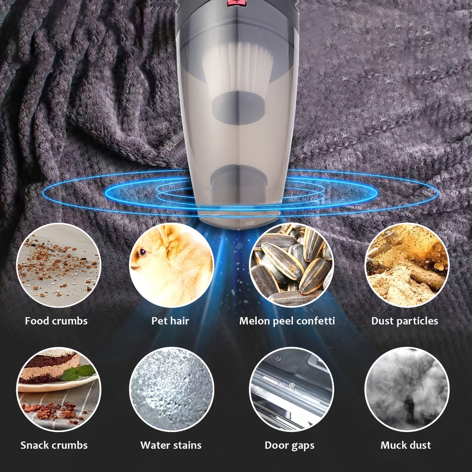 Car Vacuum Cleaner, Used for Dry And Wet Cleaning, Handheld Vacuum Cleaner, Easy to Clean Pet Hair - Keyboard Cleaning, Multi Scenario Use