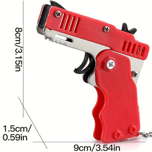 1pc Mini Toy Metal Gun With Rubber Band Fun Folding Pistol Keychain Children's Birthday Gift Toy