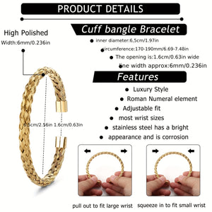 1pc Luxury Roman Royal Crown Charm Bracelet Men's Stainless Steel Geometry Open Adjustable Bracelets Couple Jewelry Gift