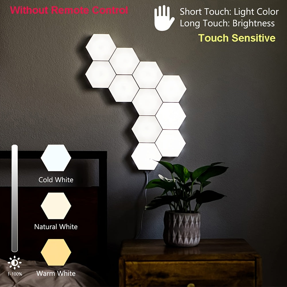 1pc Geometric Module DIY Assembly Night Light, RGB Hexagonal Wall Light, Tactile Night Light